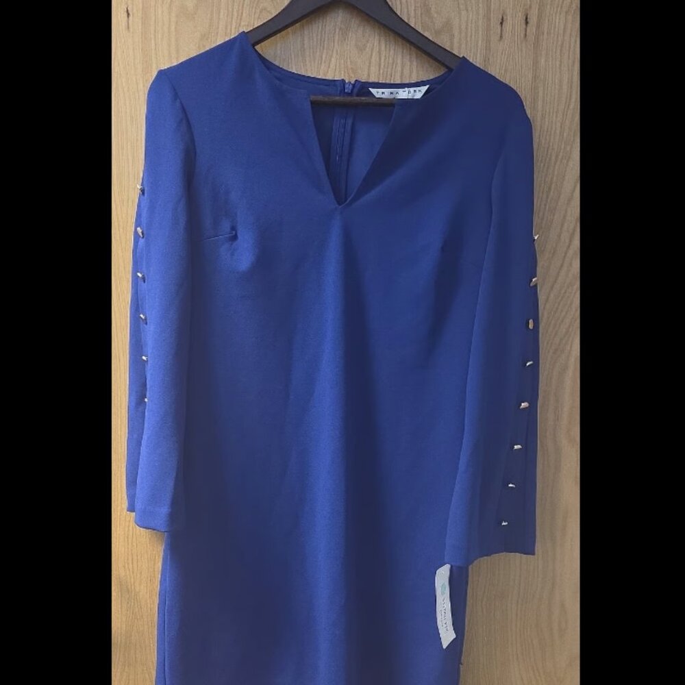 Trina Turk Dress Nalin Bell Sleeve Knit Dress Size 2 Navy